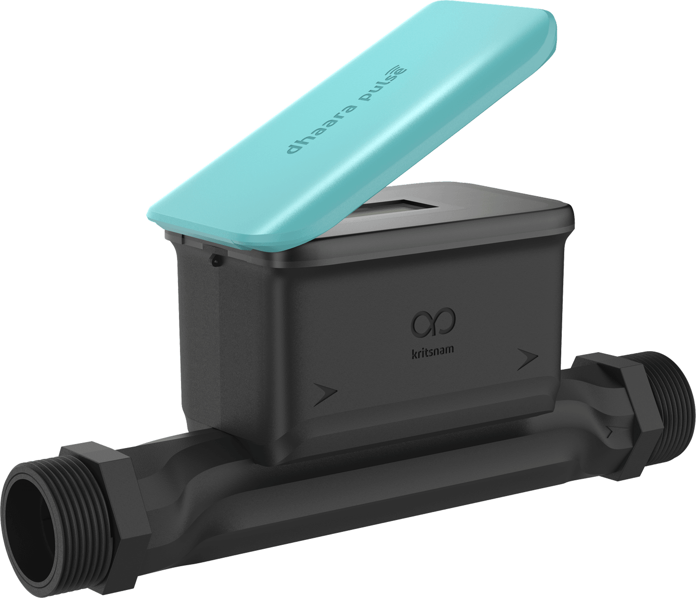 Dhaara Pulse DN25 ultrasonic water flow meter — the mid-range SKU commonly deployed at multi-tenant residential and commercial premises.