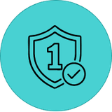 Shield with a tick, marking the standard warranty